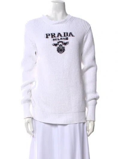 Pre-owned Prada 2022 Graphic Print Sweater In White