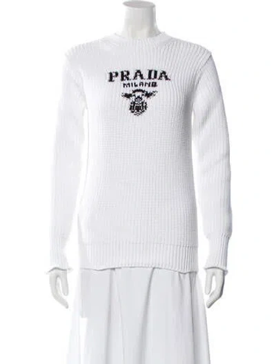 Pre-owned Prada 2022 Graphic Print Sweater In White