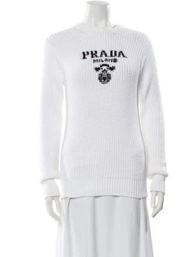 Pre-owned Prada 2022 Graphic Print Sweater In White