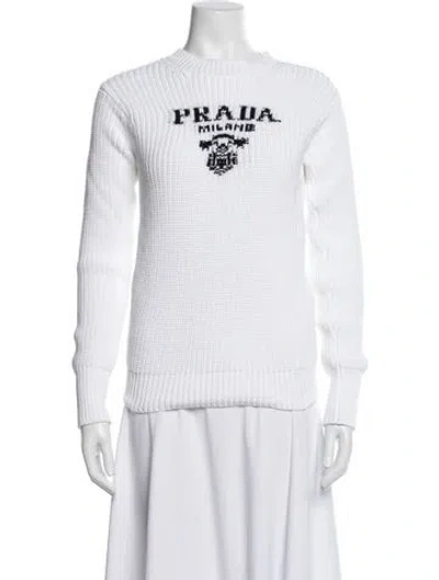 Pre-owned Prada 2022 Graphic Print Sweater In White