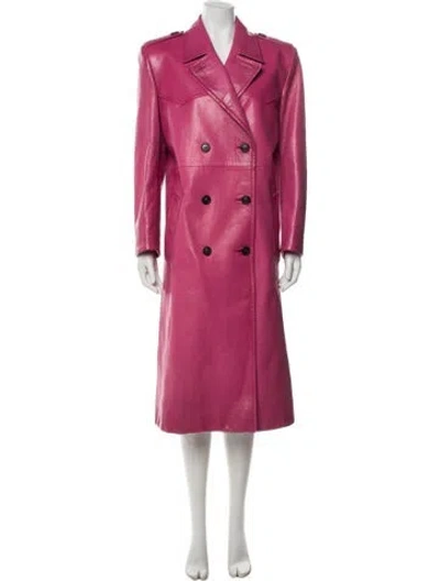 Pre-owned Prada 2022 Leather Trench Coat In Pink