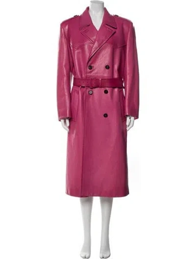 Pre-owned Prada 2022 Leather Trench Coat In Pink
