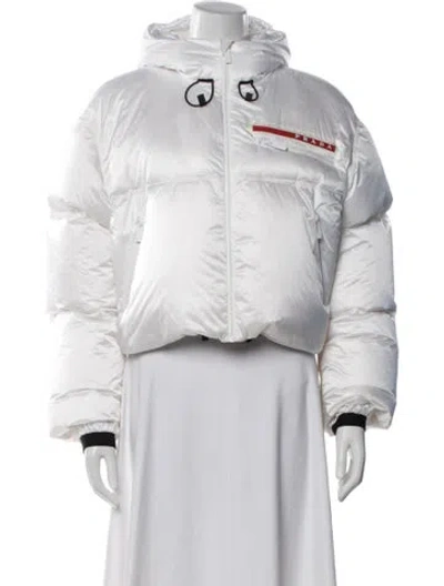 Pre-owned Prada 2022 Linea Rossa Down Jacket In White