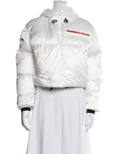 Pre-owned Prada 2022 Linea Rossa Down Jacket In White