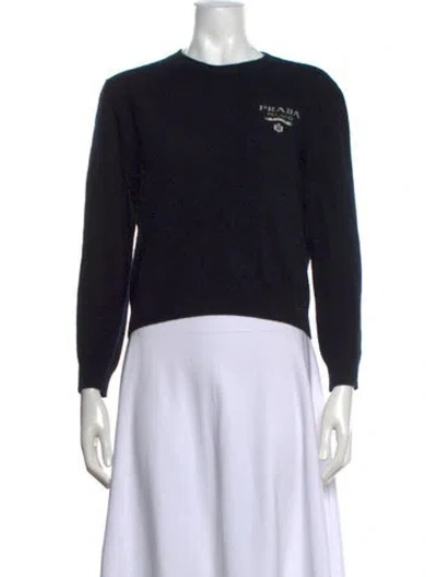 Pre-owned Prada 2022 Logo Intarsia Sweater In Black