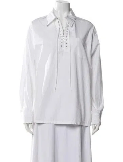Pre-owned Prada 2022 Long Sleeve Blouse In White