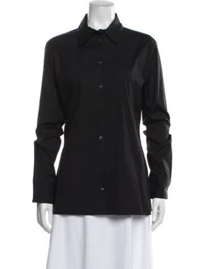 Pre-owned Prada 2022 Long Sleeve Button-up Top In Black