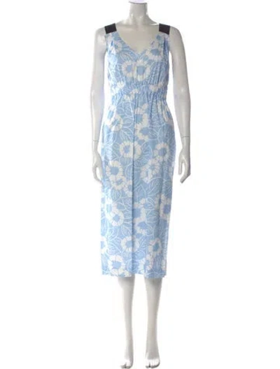 Pre-owned Prada 2022 Midi Length Dress In Blue