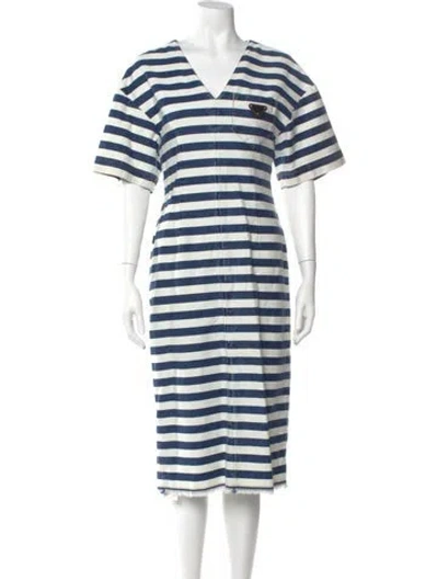 Pre-owned Prada 2022 Midi Length Dress In White