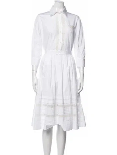 Pre-owned Prada 2022 Midi Length Dress In White