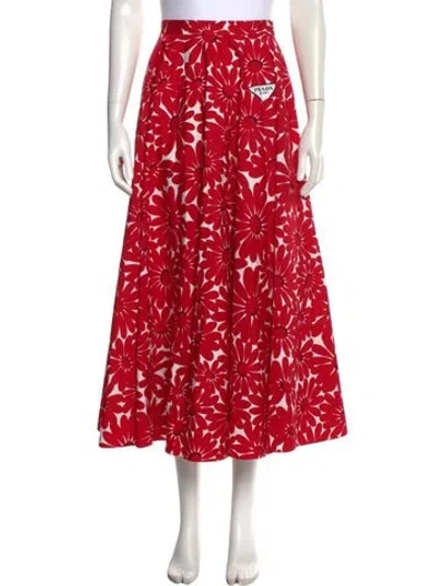 Pre-owned Prada 2022 Midi Length Skirt W/ Tags In Red
