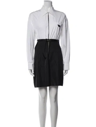 Pre-owned Prada 2022 Mini Dress In Black/white