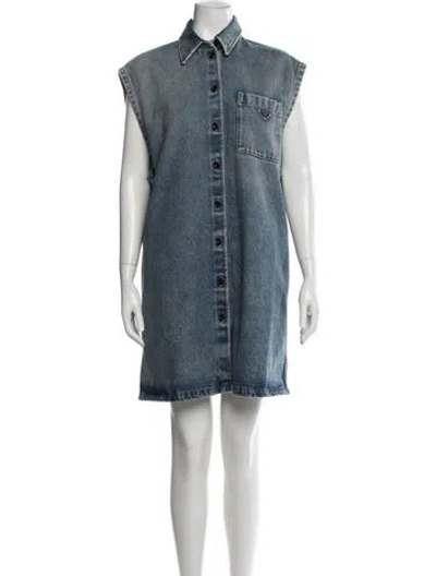Pre-owned Prada 2022 Mini Dress In Blue