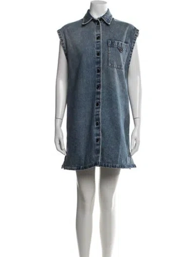 Pre-owned Prada 2022 Mini Dress In Blue