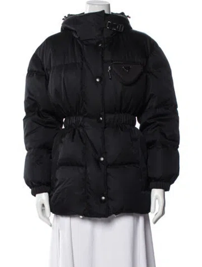 Pre-owned Prada 2022 Nylon Down Coat In Black