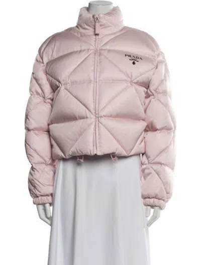 Pre-owned Prada 2022 Nylon Down Jacket In Black/pink