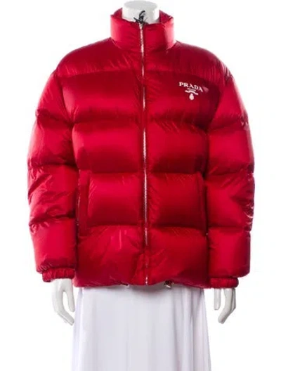 Pre-owned Prada 2022 Nylon Down Jacket W/ Tags In Red