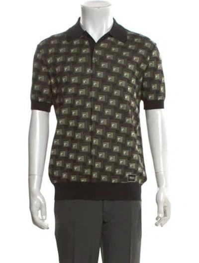 Pre-owned Prada 2022 Printed Polo Sweater In Green