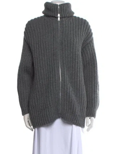 Pre-owned Prada 2022 Ribbed Zip Sweater In Gray