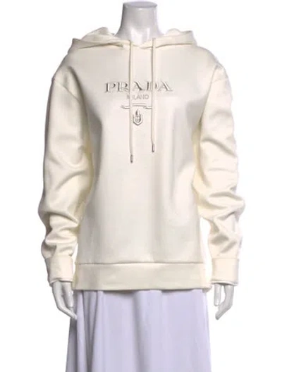 Pre-owned Prada 2022 Scoop Neck Hoodie In White