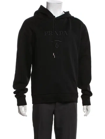 Pre-owned Prada 2022 Signature Logo Hoodie In Black