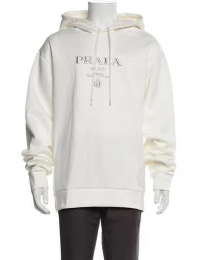 Pre-owned Prada 2022 Signature Logo Hoodie W/ Tags In White