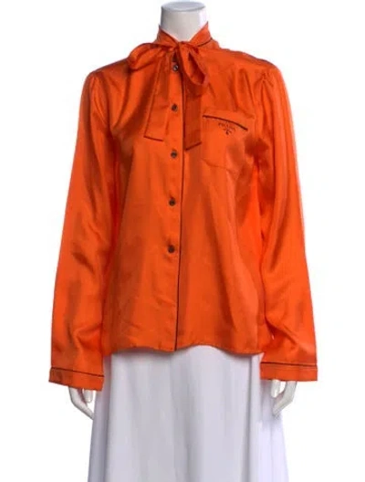 Pre-owned Prada 2022 Silk Button-up Top In Orange