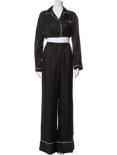 Pre-owned Prada 2022 Silk Lounge Set In Black