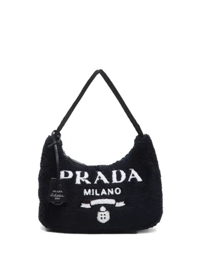 Pre-owned Prada 2022 Spugna Shoulder Bag In Black