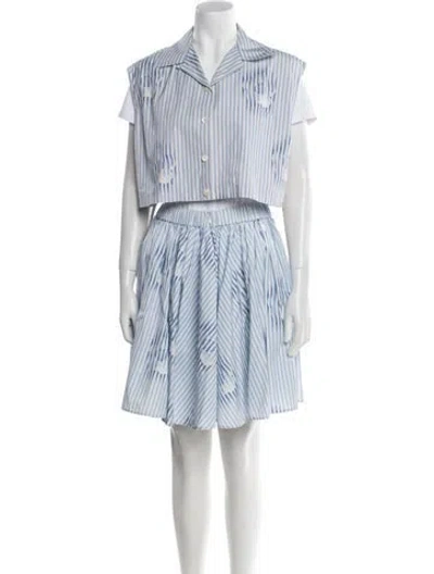 Pre-owned Prada 2022 Striped Skirt Set In Blue