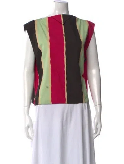 Pre-owned Prada 2022 Striped Tank In Black/pink