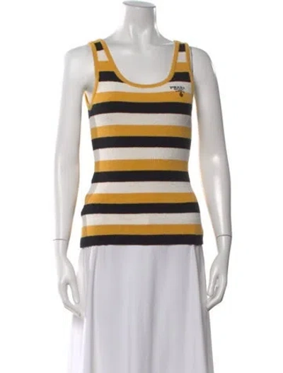Pre-owned Prada 2022 Striped Top In Yellow