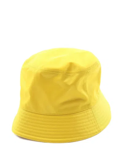 Pre-owned Prada 2022 Triangle-logo Bucket Hat In Yellow