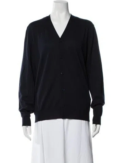 Pre-owned Prada 2022 Virgin Wool Cardigan In Blue