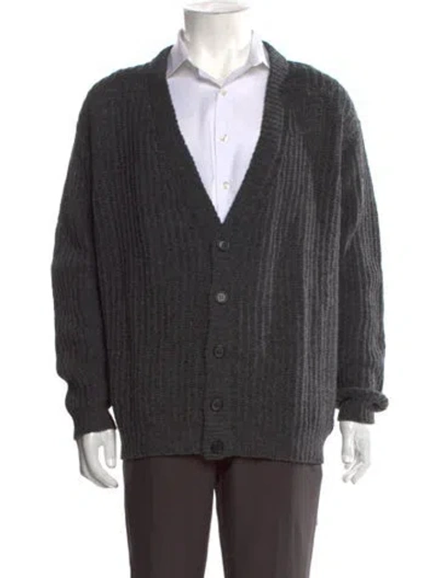 Pre-owned Prada 2022 Virgin Wool Cardigan In Gray