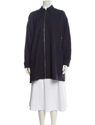 Pre-owned Prada 2022 Virgin Wool Coat In Blue