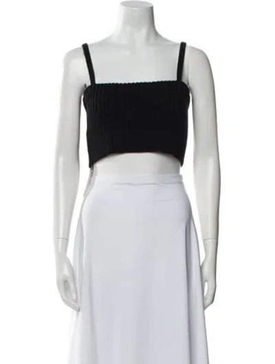 Pre-owned Prada 2022 Virgin Wool Crop Top In Black