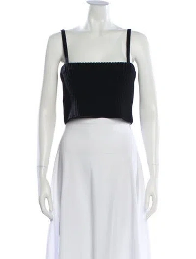 Pre-owned Prada 2022 Virgin Wool Crop Top In Black
