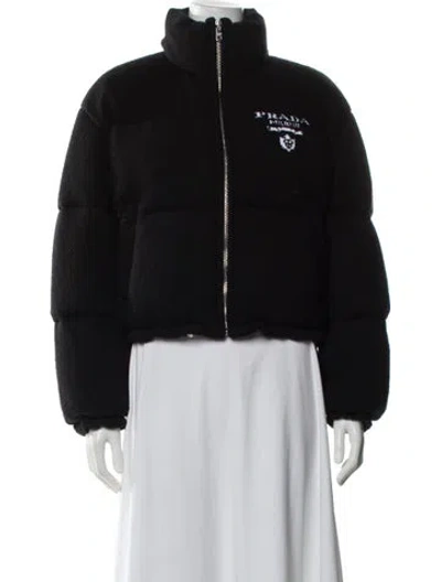Pre-owned Prada 2022 Virgin Wool Down Coat In Black