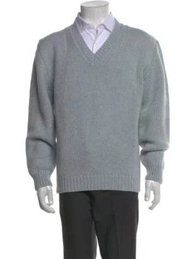 Pre-owned Prada 2022 Virgin Wool Pullover In Blue