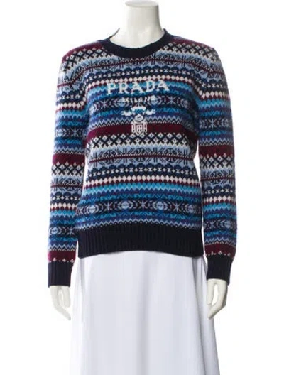 Pre-owned Prada 2022 Virgin Wool Sweater In Blue