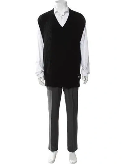 Pre-owned Prada 2022 Virgin Wool Sweater Vest In Black