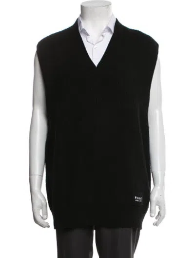 Pre-owned Prada 2022 Virgin Wool Sweater Vest In Black