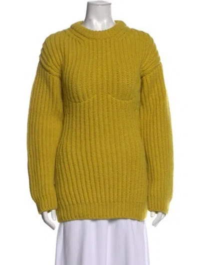 Pre-owned Prada 2022 Virgin Wool Sweater In Yellow