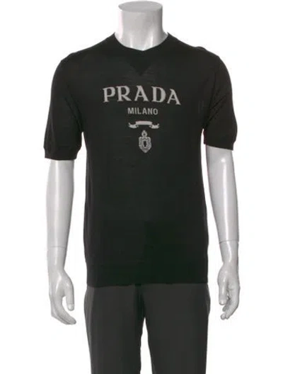 Pre-owned Prada 2022 Virgin Wool T-shirt In Black