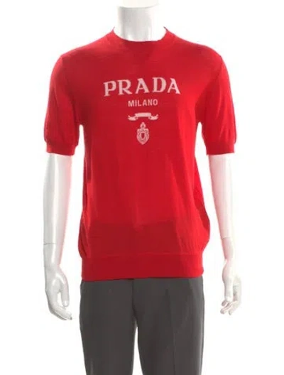Pre-owned Prada 2022 Virgin Wool T-shirt In Red