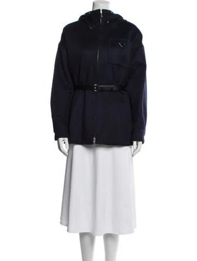 Pre-owned Prada 2022 Virgin Wool Utility Jacket In Blue