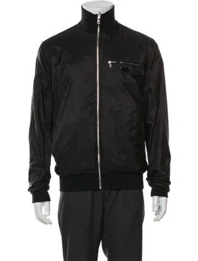 Pre-owned Prada 2022 Virgin Wool Windbreaker In Black