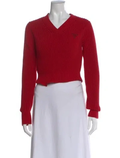 Pre-owned Prada 2022 V-neck Sweater In Red