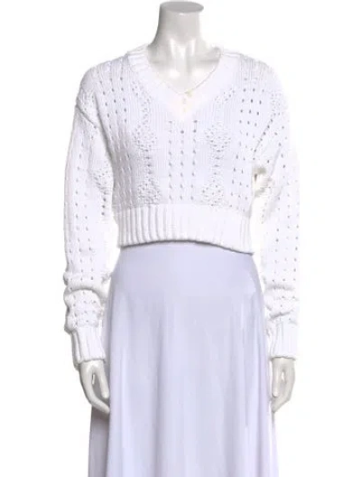 Pre-owned Prada 2022 V-neck Sweater In White
